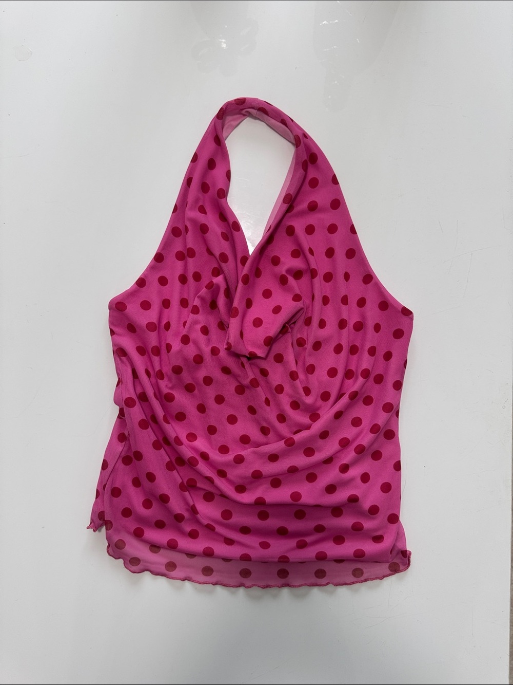 See You Monday Pink Halter Camisole with Red Polka Dots